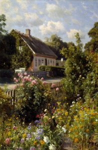 Blomstrende forhave